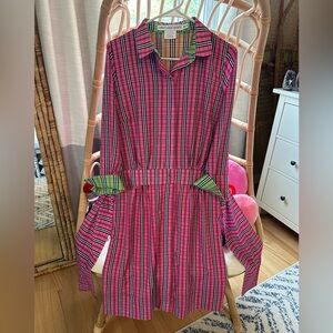 Gretchen Scott Designs Vibrant Pink & Green Plaid Dress